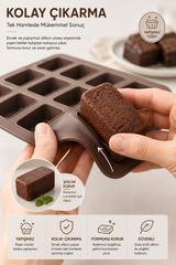 3 Adet 12'li Silikon Baton Kek Kalıbı 25x25x3 cm | Platinum Silikon Mini Baton Kek, Brownie, Çikolata, Cheesecake, Granola Bar, Buz ve Tatlı Kalıbı | BPA İçermez