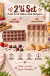 2 Model Set Silikon Kek Kalıbı (12'li Deniz Kabuğu ve 18'li Mini Kalp) Kek ve Çikolata Kalıbı