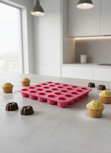 25'li Çiçek Desenli Silikon Kek ve Çikolata Kalıbı - Mini Muffin ve Lokmalık Tatlı Kalıbı