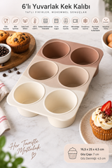 6’lı Yuvarlak Silikon Kek Kalıbı 173 ml Muffin, Sufle, Puding, Çikolata ve Tatlı Kalıbı