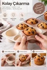 6’lı Yuvarlak Silikon Kek Kalıbı 173 ml Muffin, Sufle, Puding, Çikolata ve Tatlı Kalıbı