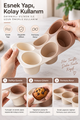 6’lı Yuvarlak Silikon Kek Kalıbı 173 ml Muffin, Sufle, Puding, Çikolata ve Tatlı Kalıbı