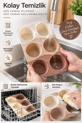 6’lı Yuvarlak Silikon Kek Kalıbı 173 ml Muffin, Sufle, Puding, Çikolata ve Tatlı Kalıbı