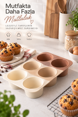 6’lı Yuvarlak Silikon Kek Kalıbı 173 ml Muffin, Sufle, Puding, Çikolata ve Tatlı Kalıbı
