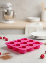9'lu Kalp Şekilli Silikon Kek ve Çikolata Kalıbı - Pembe Mini Muffin ve Lokmalık Tatlı Kalıbı