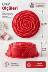 2 Adet Silikon Büyük Gül Şekilli Kek Kalıbı 23 cm x 9 cm – Yapışmaz Isıya Dayanıklı Büyük Çiçek Kek ve Pasta Kalıbı