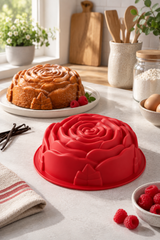 2 Adet Silikon Büyük Gül Şekilli Kek Kalıbı 23 cm x 9 cm – Yapışmaz Isıya Dayanıklı Büyük Çiçek Kek ve Pasta Kalıbı