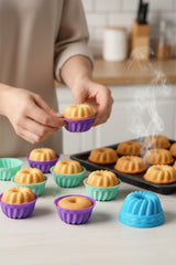 BakeMuff 18 Adet Silikon Muffin ve Mini Kek Kalıbı, Yapışmaz, Isıya Dayanımlı, BPA’sız - Karışık Renk