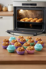 BakeMuff 18 Adet Silikon Muffin ve Mini Kek Kalıbı, Yapışmaz, Isıya Dayanımlı, BPA’sız - Karışık Renk
