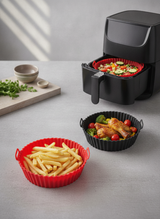 2 Adet Airfryer Silikon Pişirme Kabı - Yanmaz Yapışmaz Isıya Dayanıklı Hava Fritözü Aksesuarı (20 cm) Kırmızı