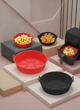 2 Adet Airfryer Silikon Pişirme Kabı - Yanmaz Yapışmaz Isıya Dayanıklı Hava Fritözü Aksesuarı (20 cm) Kırmızı