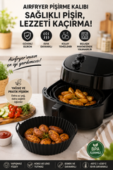 2'li Airfryer Silikon Pişirme Kalıbı Seti - Yanmaz Yapışmaz Isıya Dayanıklı Hava Fritözü Aksesuarı (20 cm)