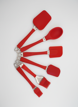6 Parça Isıya Dayanıklı Silikon Spatula ve Fırça Seti - Kırmızı Yanmaz Yapışmaz Mutfak Gereçleri