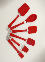 6 Parça Isıya Dayanıklı Silikon Spatula ve Fırça Seti - Kırmızı Yanmaz Yapışmaz Mutfak Gereçleri