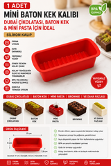 2 Adet Mini Baton Kek ve Dubai Çikolatası Kalıbı Silikon – Yapışmaz Baton Kek, Mini Pasta ve Çikolata Kalıbı BPA İçermez